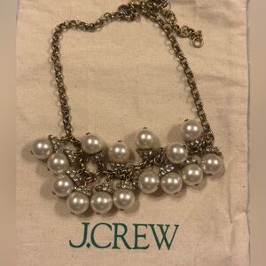 J. Crew Gold Chain Necklace with White Pearls